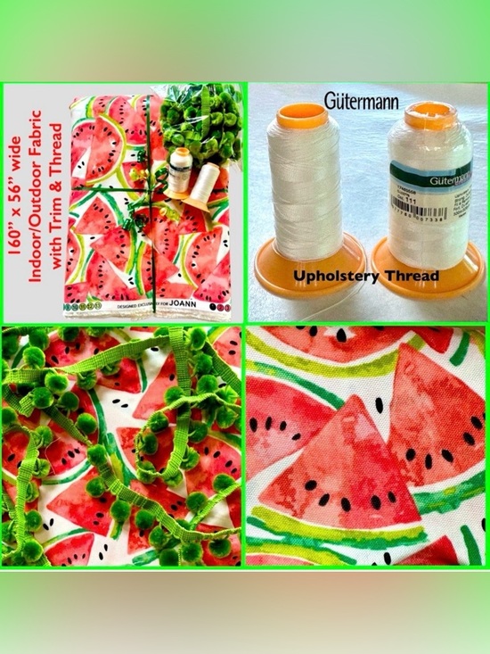 Other - Indoor/Outdoor Watermelon Fabric (4.44 yds x 56”) with Trim & Upholstery Thread
